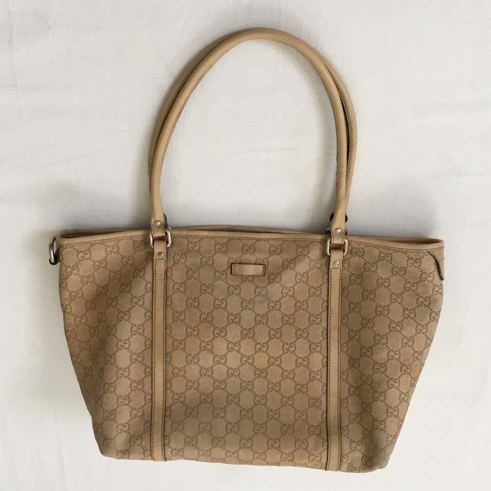 GUCCI Vintage Joy Embossed GG Leather Tote Tan